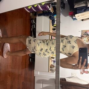 SHEIN Cream and Black Lace Detail Top